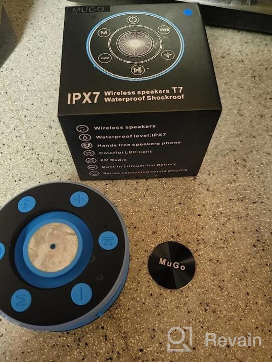 img 1 attached to Waterproof Bluetooth Shower Speaker - MuGo IPX7, Suction Cup, Wireless Portable Speaker with Mic, 8H Playtime, Stereo Sound for Bathroom, FM Radio, Light Show review by Scott Carlile