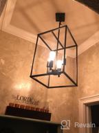 img 1 attached to Industrial Farmhouse Pendant Lighting: VINLUZ 4-Light Lantern Chandelier With Black And Brushed Nickel Finish, Square Cage Design, Perfect For Kitchen Island And Dining Room Ceiling Hanging Fixture. review by Rushabh Bear