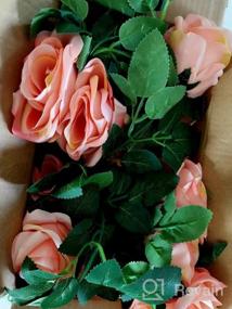 img 7 attached to Набор из 2 14-футовых белых искусственных розовых гирлянд с зелеными листьями для свадебной арки, вечеринки, сада, ремесел и домашнего декора - UKELER