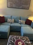 img 1 attached to Modern Bluish Grey U-Shaped Sectional Sofa With Reversible Chaise And Ottoman By HONBAY review by Kyle Hoes