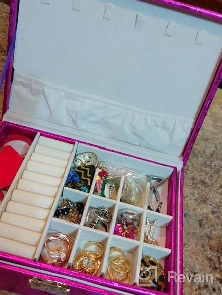 img 1 attached to Hivory Jewelry Box For Women ~ Jewelry Organizer Box For Girls ~ Jewlery Box For Rings, Earrings, Bracelets, Studs & Necklace ~ Double Layer Stackable Jewelry Organizer Trays (Purple) review by Joshua Johnson