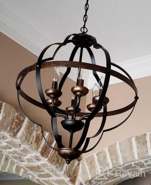 img 1 attached to Rustic Vintage Metal Chandelier: TZOE Orb 6-Light Adjustable Height UL Listed For Foyer, Dining Room, Bedroom & Kitchen review by Mike Pettigrew