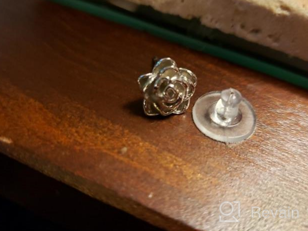 img 1 attached to Sterling Silver Rose Stud Earrings - Hypoallergenic Floral Jewelry For Women And Teens - Perfect Gift For Girls Who Love Flowers review by Justin Ott