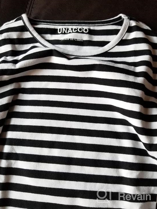 img 1 attached to UNACOO Crewneck Long Sleeve T Shirt Stripes Girls' Clothing in Tops, Tees & Blouses review by Monica Williams