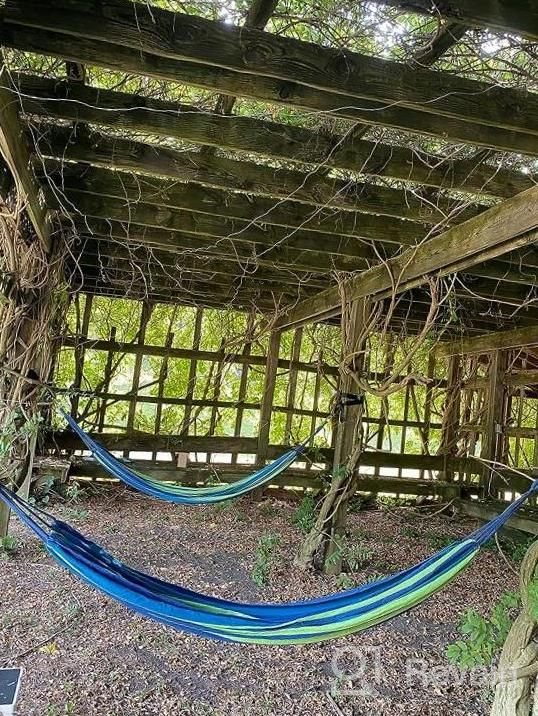 img 1 attached to 450Lbs Portable Anyoo Garden Cotton Hammock With Tree Straps, Travel Bag - Comfortable Fabric For Camping Outdoor/Indoor Patio Backyard Hanging Durable Hammock review by Andrea Sonnier