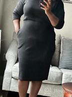img 1 attached to Women'S 3/4 Sleeve Round Neck Pencil Dress - Hips-Wrapped Office Casual Wear By Moyabo review by Jessica Ness