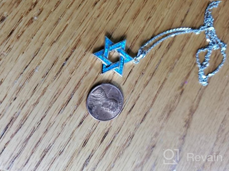 img 1 attached to FANCIME Hanukkah Sterling Silver Created Blue Opal Star Necklace, Dangle Earrings & Bracelet Charm - Danity October Birthstone Fine Jewelry Set for Women review by Tricia Butler