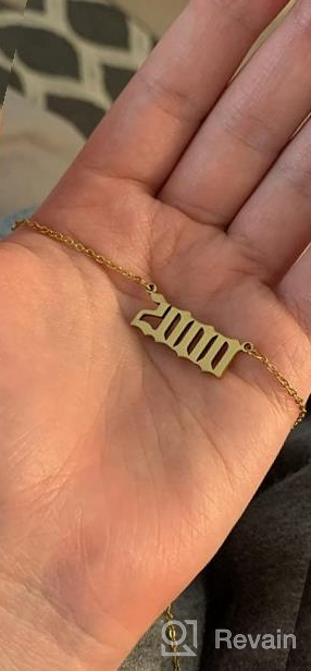 img 1 attached to 🎁 HUTINICE Birth Year Number Necklace: Stylish Old English Silver Pendant for Women and Girls, Ideal Birthday Gift! Includes Gold Chain & Durable Stainless Steel Friendship Jewelry review by Tammy Johnson