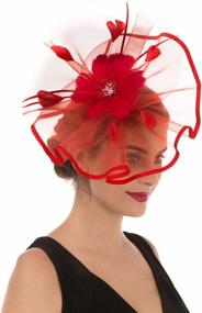 img 4 attached to Women'S Fascinator Hair Clip Hat - Feather Flower Veil For Wedding & Tea Party Hats By SAFERIN