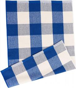 img 2 attached to Stylish KaHouen Blue And White Buffalo Plaid Rug - Perfect For Kitchen, Bedroom, Laundry Room And Bathroom - 23.6"X35.4" Check Plaid Area Rug And Checkered Porch Rug Design