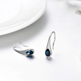 img 3 attached to Small Pear-Shaped Hook Earrings In 925 Sterling Silver With Austrian Crystal Accents - Modern Style