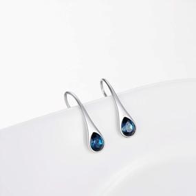 img 2 attached to Small Pear-Shaped Hook Earrings In 925 Sterling Silver With Austrian Crystal Accents - Modern Style