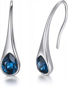 img 4 attached to Small Pear-Shaped Hook Earrings In 925 Sterling Silver With Austrian Crystal Accents - Modern Style