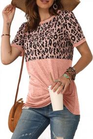 img 2 attached to Leopard Color Block Twist Tunic Top For Women - Short/Long Sleeve Round Neck Cute Blouse T-Shirt By Bunanphy