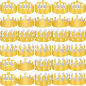img 4 attached to 28-Piece Golden Paper Crowns Set - Perfect For Kids & Adults Birthday Parties!