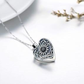 img 3 attached to Soulful Sunflower Heart Locket Necklace: Keep Loved Ones Close With Customizable Sterling Silver/Gold Jewelry That Holds Cherished Pictures