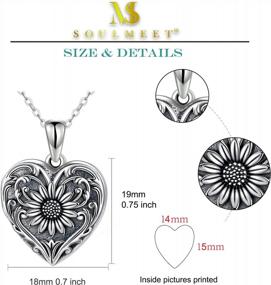 img 1 attached to Soulful Sunflower Heart Locket Necklace: Keep Loved Ones Close With Customizable Sterling Silver/Gold Jewelry That Holds Cherished Pictures