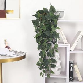img 2 attached to 3.2FT Artificial Fake Ivy Vine Hanging Plants For Wall Decor - Scindapsus Leaves Home Room Garden Indoor Outdoor Decoration