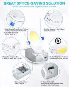 img 3 attached to Ensenior 4 Pack 6 Inch Ultra-Thin LED Recessed Light With Junction Box, Selectable Color Temperature (2700K-6000K), 12W (110W Equivalent), Dimmable, 1050LM High Brightness - ETL Certified