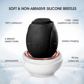 img 3 attached to Electric Facial Cleansing Brush For Women & Men - Food Grade Silicone, Waterproof Face Scrubber With Wireless Charging And Smart Timer - Gentle Exfoliating And Massaging.