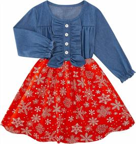 img 4 attached to Enchanting Little Girls' Princess Dresses: Sleeveless Denim Tops, Floral Print Tutu Skirts, One-Piece Outfit