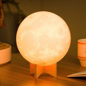 img 4 attached to OxyLED 16 Color 3D Moon Lamp - Remote Control, USB Rechargeable Dimmable LED Night Light For Kids & Adults!