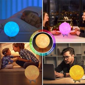 img 1 attached to OxyLED 16 Color 3D Moon Lamp - Remote Control, USB Rechargeable Dimmable LED Night Light For Kids & Adults!