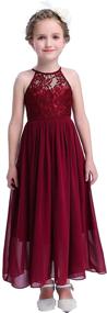 img 4 attached to Charming Wine-colored Lace Long Chiffon Junior Bridesmaid Dress for Girls - Ideal for 👗 Happy Rose Parties, Weddings, and Special Occasions - Size 12 - Girls' Clothing at Dresses