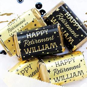 img 3 attached to 45 Personalized Black And Gold Retirement Mini Candy Bar Wrapper Stickers