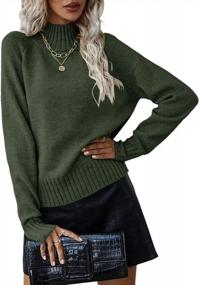 img 4 attached to Women'S Ferrtye Mock Neck Raglan Sleeve Pullover Sweater - Long Sleeve High Low Ribbed Knit Casual Top