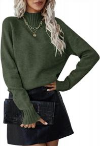 img 3 attached to Women'S Ferrtye Mock Neck Raglan Sleeve Pullover Sweater - Long Sleeve High Low Ribbed Knit Casual Top