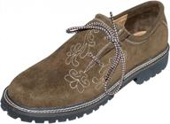 brown leather embroidered lederhosen haferl shoe for oktoberfest by dirndl trachten haus logo
