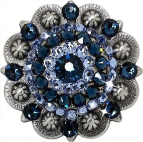 img 4 attached to Antique Silver Berry Concho With Rhinestone Crystal And Montana Light Sapphire - Size 1-1/2 Inches (Product Code: 06 BS9163-2)