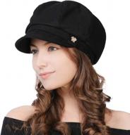 fancet women's black winter visor beret newsboy cap - ideal for paperboys, cab drivers, painters, and conductors logo
