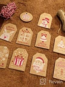 img 5 attached to 100-Pack коричневой крафт-бумаги Рождественские подарочные бирки с джутовой бечевкой и бечевкой для пекаря для самостоятельной рождественской упаковки, штамповки и маркировки праздничных подарков и именных карточек