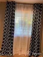 img 1 attached to Extra Wide Blackout Curtain For Sliding Glass Doors - Thermal Insulated, Moroccan Tile Quatrefoil Pattern, Navy And White, 100X96 Inches review by Alexis Jordan
