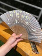 img 1 attached to Handmade Bamboo Silk Folding Pocket Fan For Women - Elegant And Charming Blue Design, 8.27 Inches (21Cm) By Amajiji® review by John Milligan