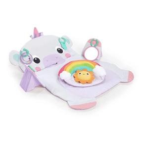 img 4 attached to Bright Starts Tummy Time Prop & Play Baby Activity Mat With Support Pillow & Taggies - Unicorn 36 X 32.5 In, Age Newborn+