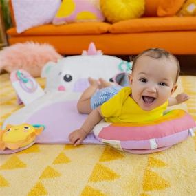 img 2 attached to Bright Starts Tummy Time Prop & Play Baby Activity Mat With Support Pillow & Taggies - Unicorn 36 X 32.5 In, Age Newborn+