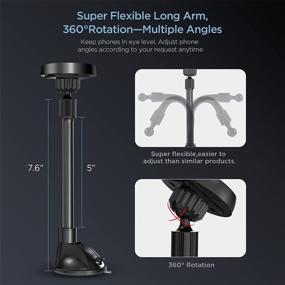 img 1 attached to 📱 IPOW Long Arm Universal Magnetic Cell Phone Mount with Enhanced Suction Cup - Secure Dashboard and Windshield Holder