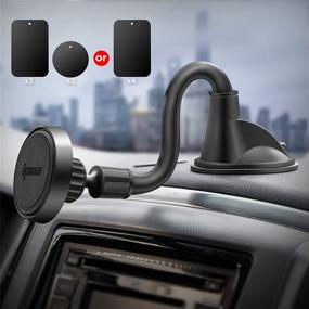 img 3 attached to 📱 IPOW Long Arm Universal Magnetic Cell Phone Mount with Enhanced Suction Cup - Secure Dashboard and Windshield Holder