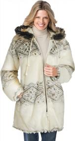 img 4 attached to Fierce Winter Style: Woman Within'S Plus Size Faux Fur Snowflake Print Hooded Jacket For Women