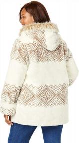 img 2 attached to Fierce Winter Style: Woman Within'S Plus Size Faux Fur Snowflake Print Hooded Jacket For Women