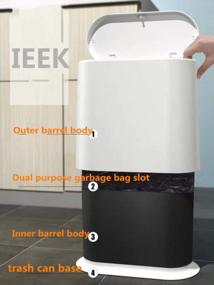 img 1 attached to Modern Grey Garbage Can With Press Top Lid - IEEK Slim Plastic Trash Can, Ideal For Bathroom, Living Room, Office, Kitchen And Narrow Spaces, Holds 2.4 Gallons/10 Liters