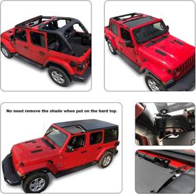 img 2 attached to 🚙 Защита от солнца с серыми мешками для 🚙Jeep Wrangler JL Unlimited 2 Door & 4 Door - Shadeidea Sunshade: JLU SAHARA RUBICON SPORT S MOAB. Верхнее покрытие, блокирующее ультрафиолетовое излучение, с бонусным мешком для хранения (10-летняя гарантия).