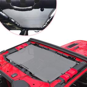 img 3 attached to 🚙 Защита от солнца с серыми мешками для 🚙Jeep Wrangler JL Unlimited 2 Door & 4 Door - Shadeidea Sunshade: JLU SAHARA RUBICON SPORT S MOAB. Верхнее покрытие, блокирующее ультрафиолетовое излучение, с бонусным мешком для хранения (10-летняя гарантия).