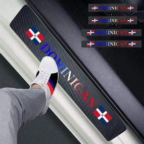 img 4 attached to FLAGSP 4Pcs Dominican Flag Carbon Fiber Car Door Front/Rear Sill Plate Protectors