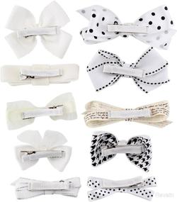 img 3 attached to 🎀 Boutique Baby Girls Toddler Hair Bow Clips Barrettes with Hair Bows Holder - BonnyGirl Collection