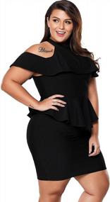 img 1 attached to Women'S Plus Size Cold Shoulder Peplum Bodycon Party Dress By LALAGEN