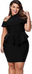 img 4 attached to Women'S Plus Size Cold Shoulder Peplum Bodycon Party Dress By LALAGEN